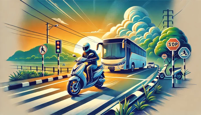 Pengendara Nmax Stop Bus