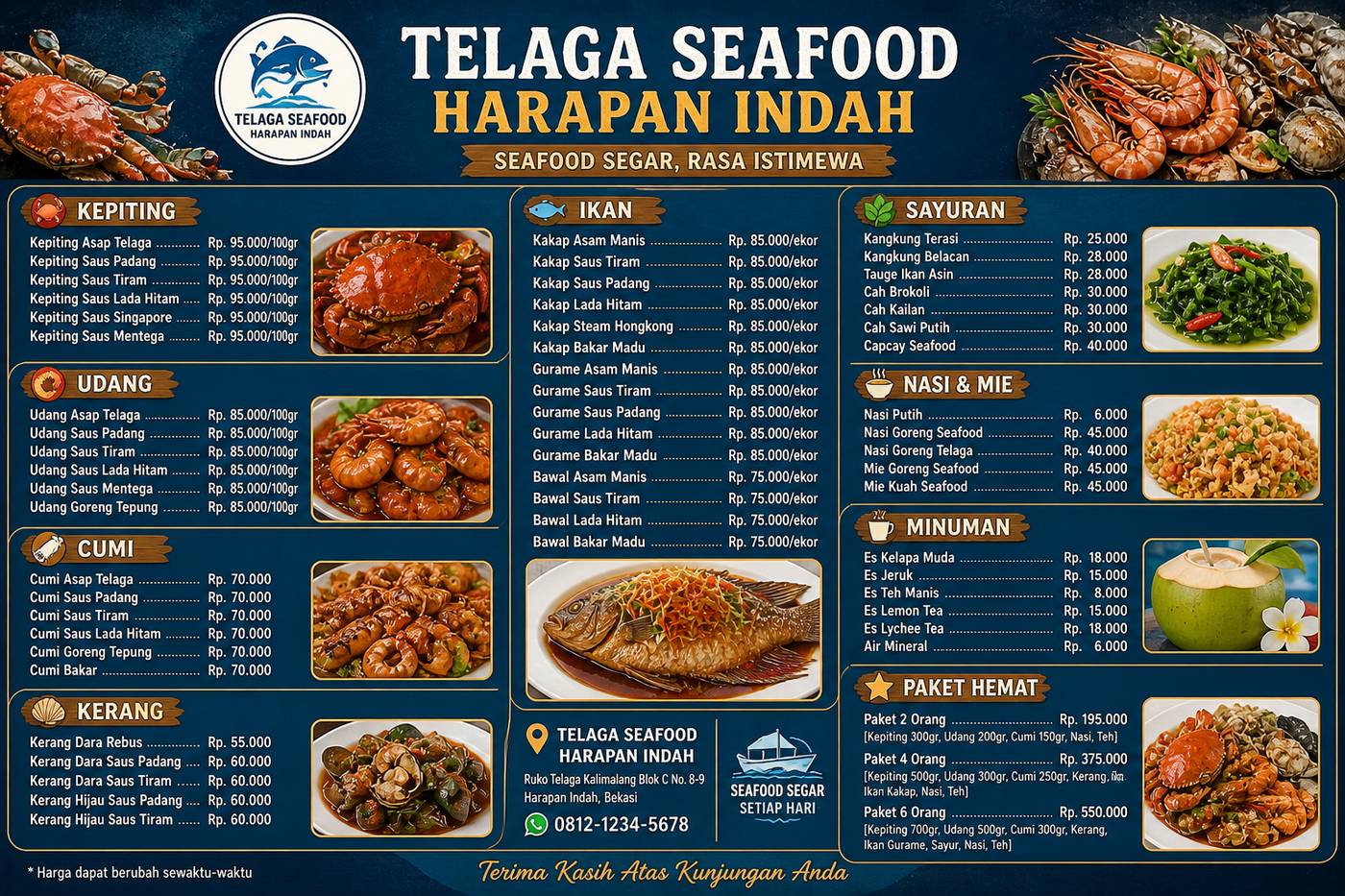 Menu Telaga Seafood Harapan Indah