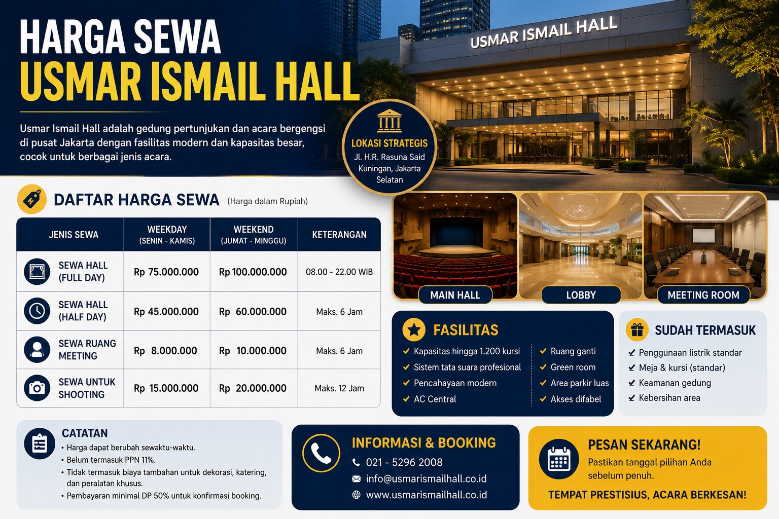 Harga Sewa Usmar Ismail Hall
