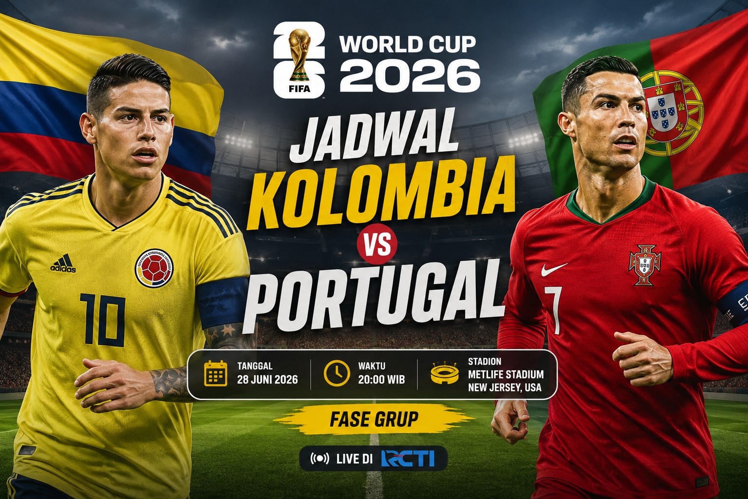Jadwal Kolombia vs Portugal